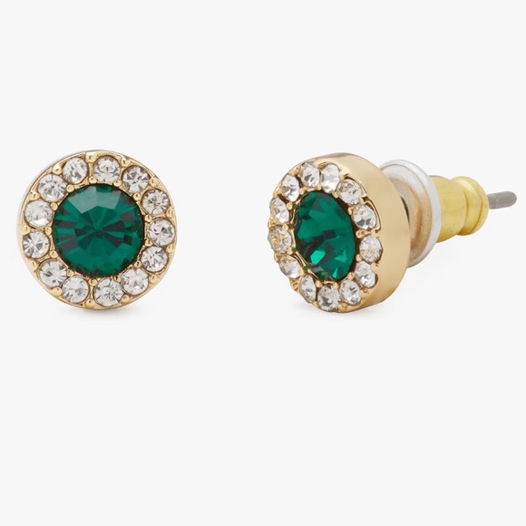 NWT Kate Spade You're A Gem Pave Halo Studs in Emerald - Picture 1 of 8